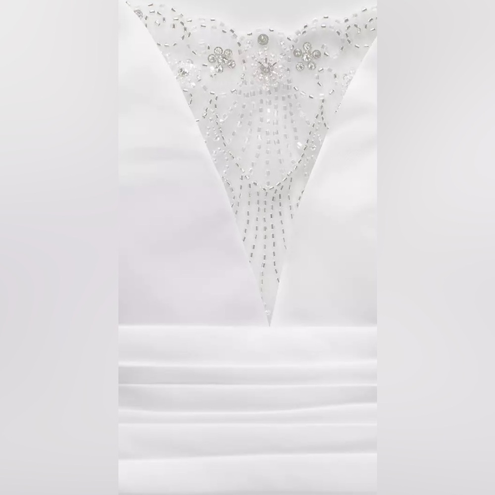 DAVID'S BRIDAL Cummerbund Satin Ball Gown Wedding Dress STYLE# V3848 Size 6 - Picture 6 of 14